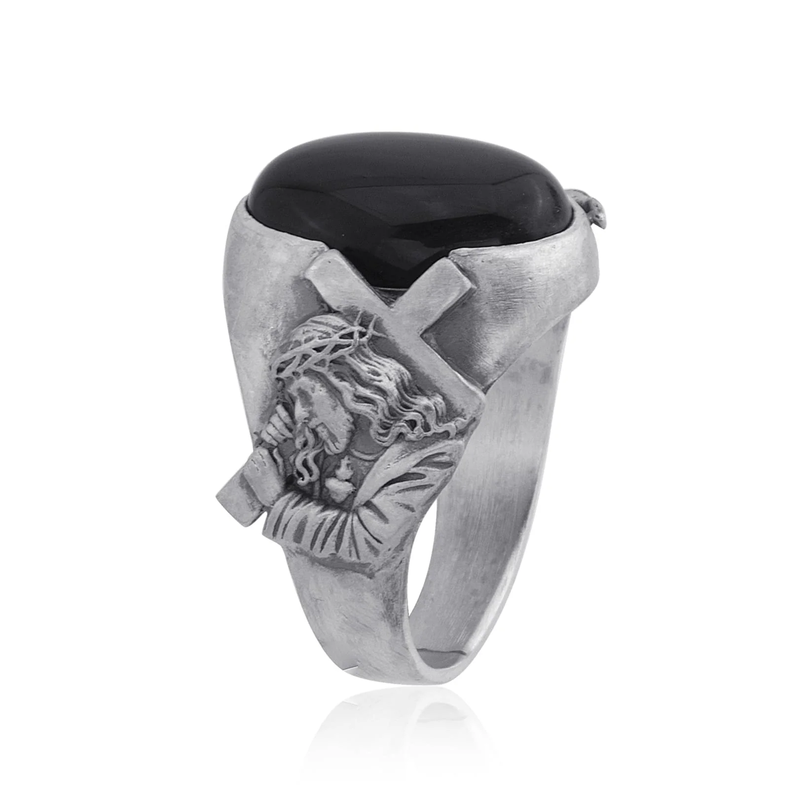 Jesus Cross Onyx Ring