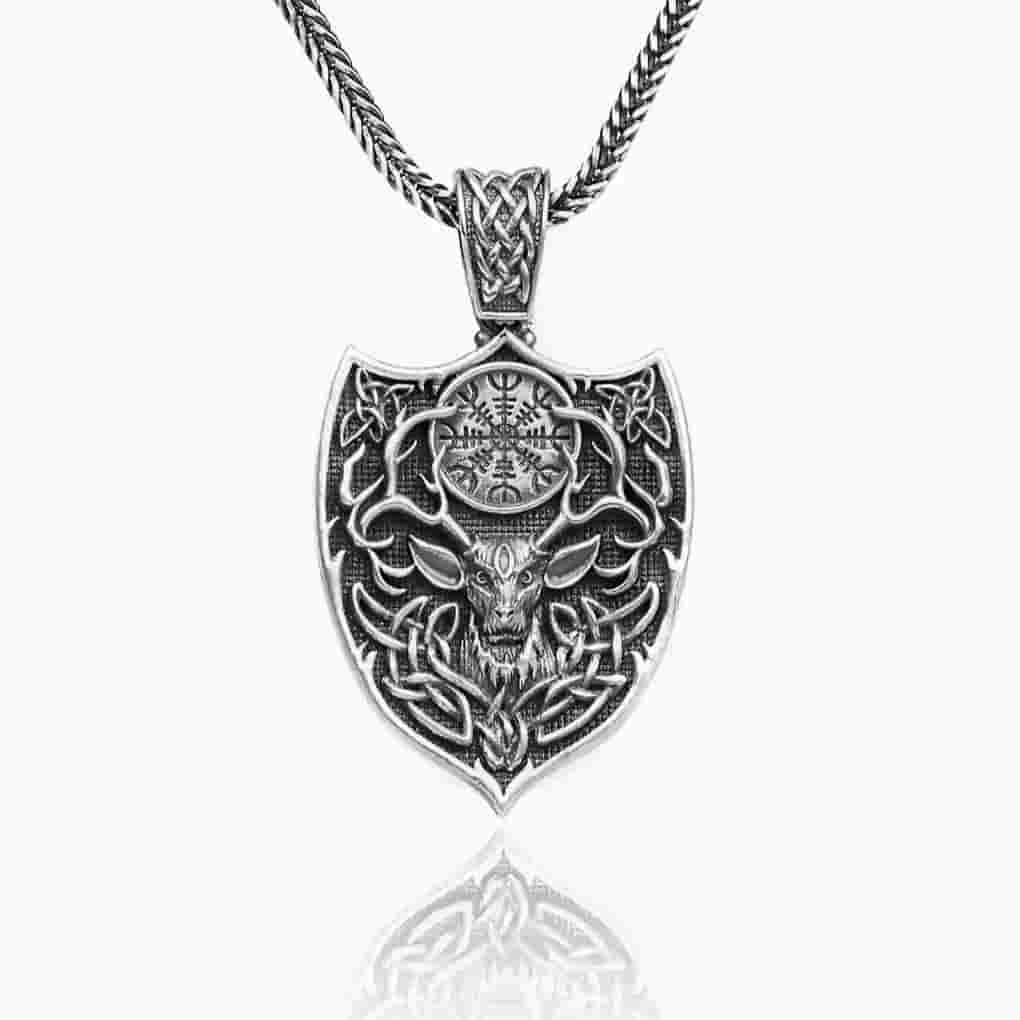 Aegishjalmur Pendant - Celtic Deer Necklace