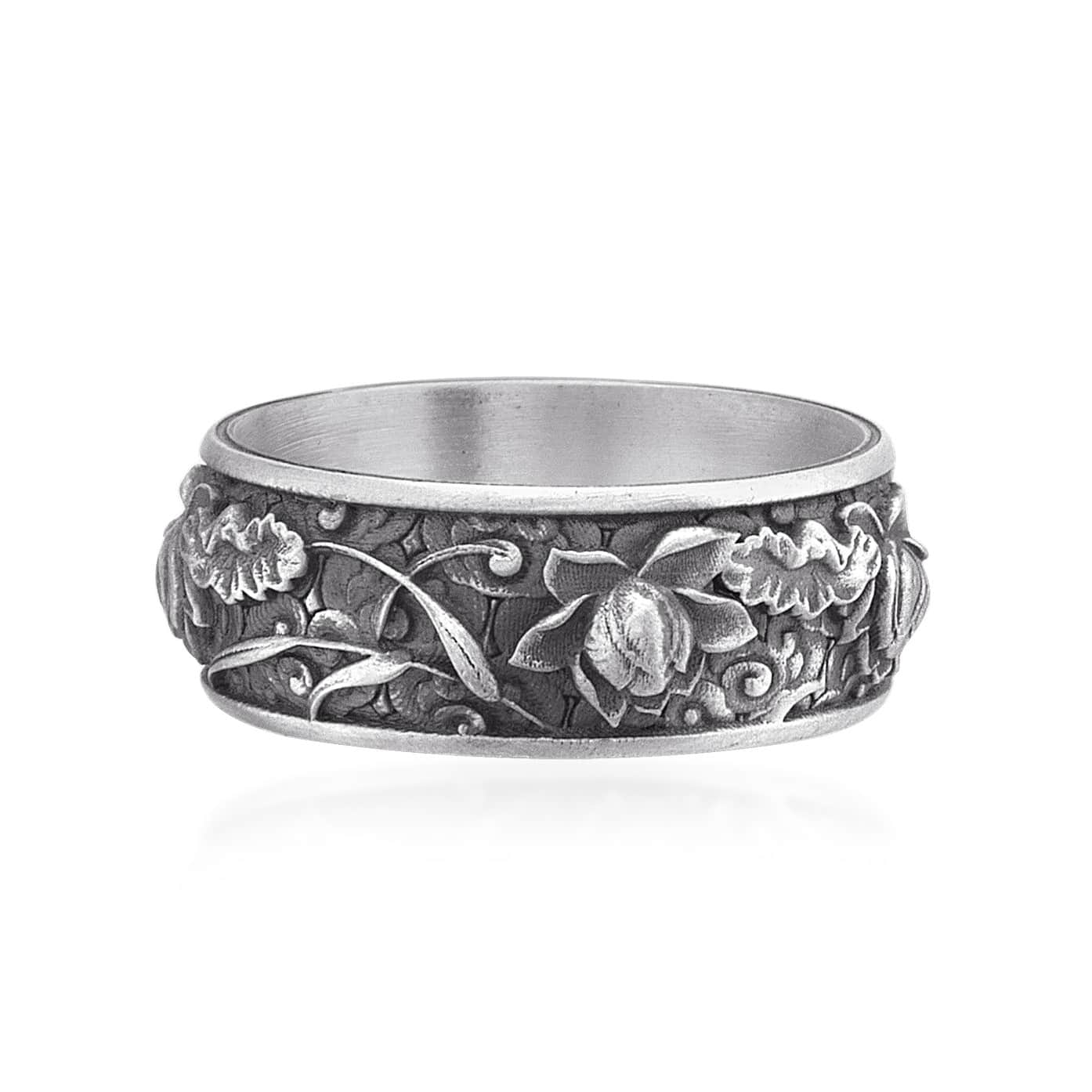 Rose and Flowers band ring
