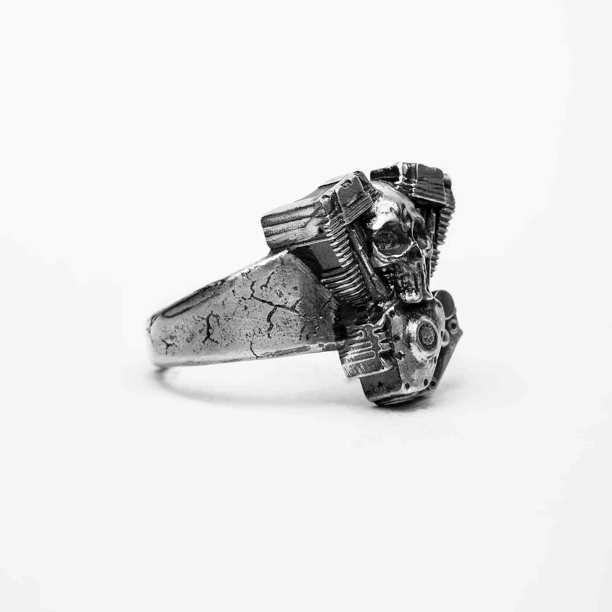 Motorcycle Engine Skull Ring