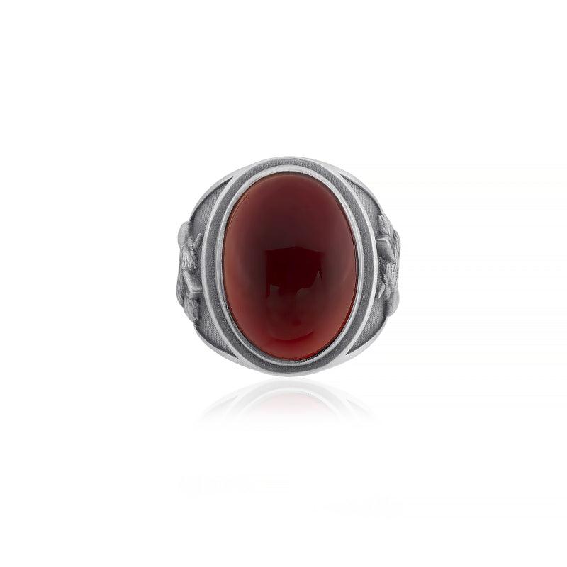 Wolf Face Carnelian Ring
