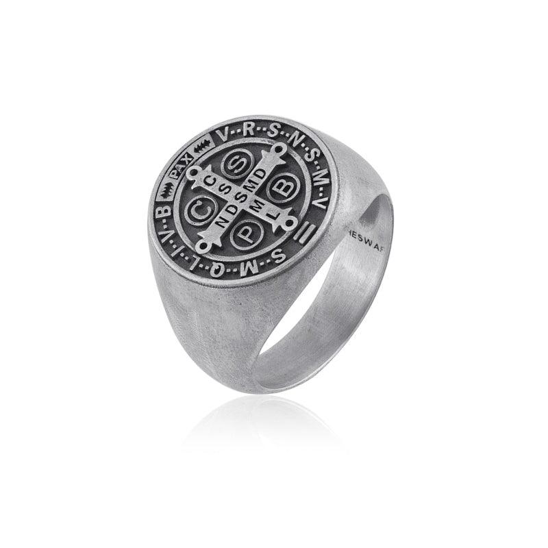St. Benedict Medal Cross Signet Ring