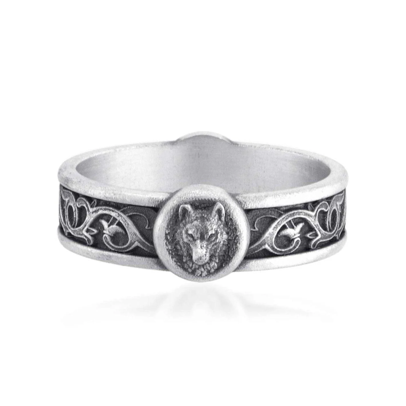 Wolf Lily Motif Band Ring