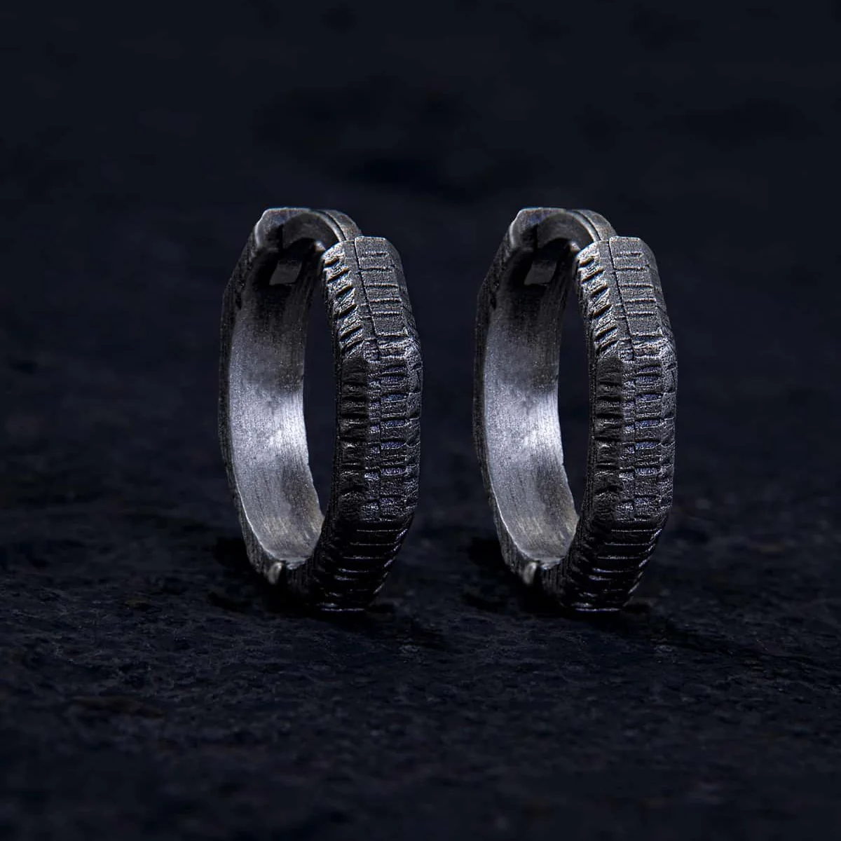 Ironclad Texture Hoop Earring