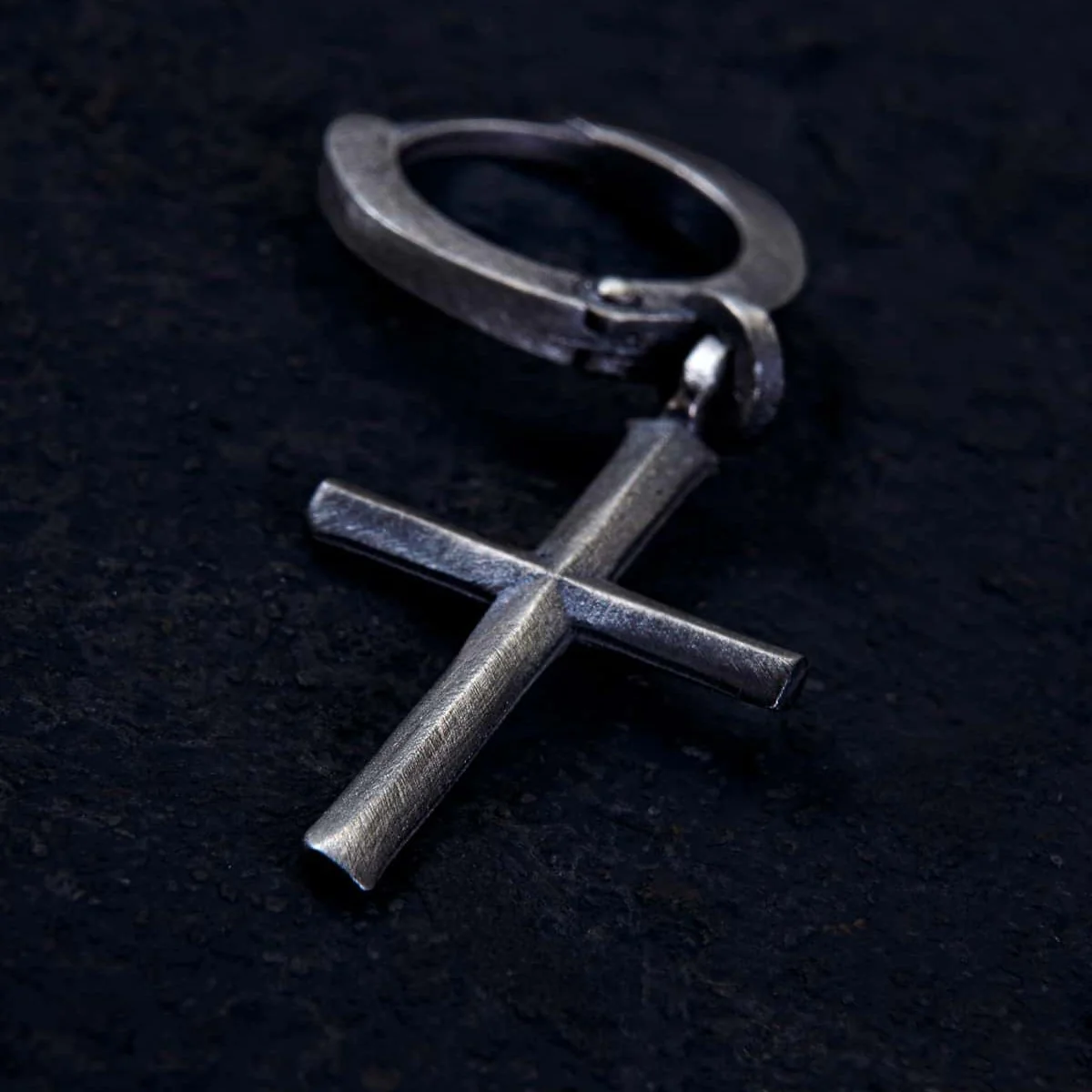 Gothic Cross Hoop Earring