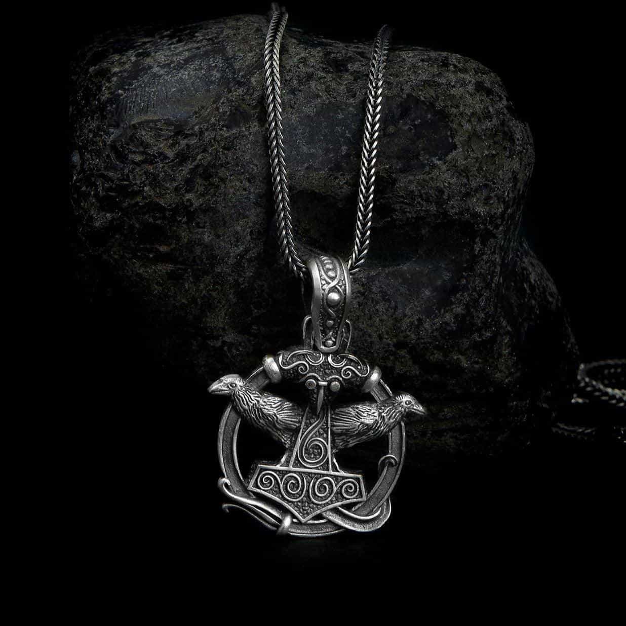 Crow Viking Hammer Necklace
