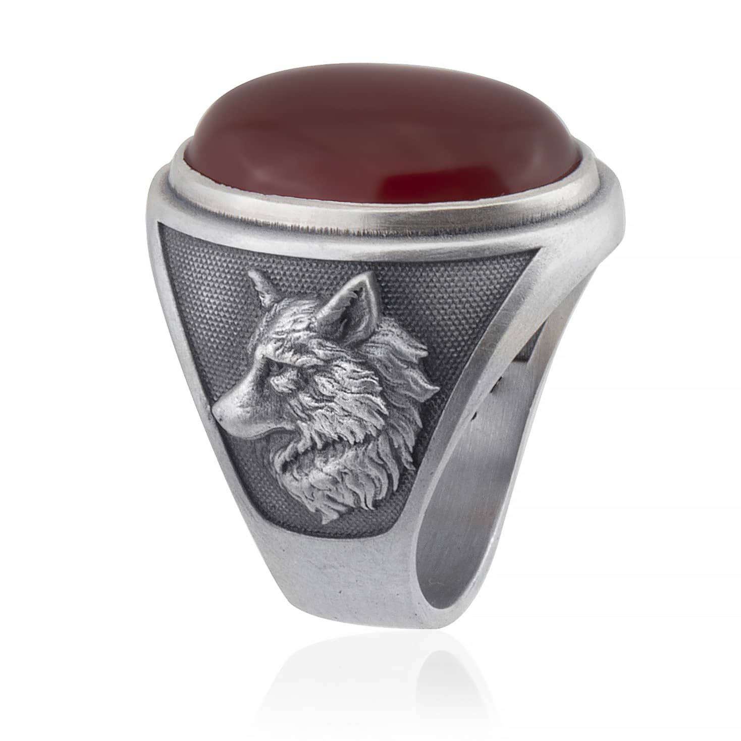 Wolf Face Carnelian Ring