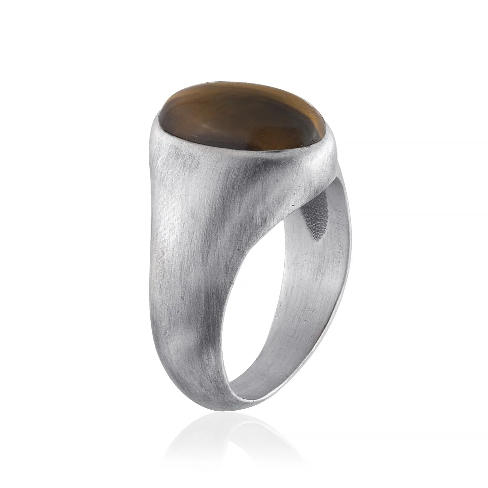 Oval Tiger Eye Signet Ring