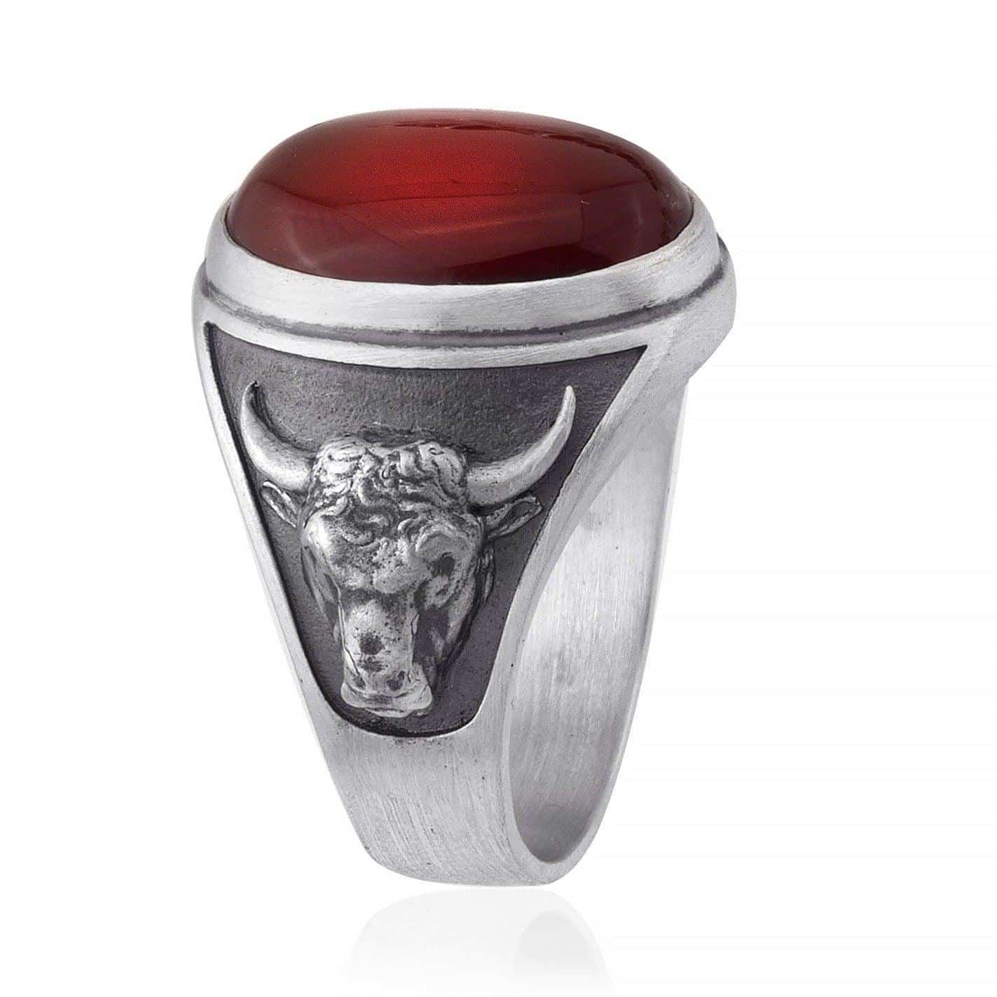 Taurus Bull Carnelian Gemstone Ring