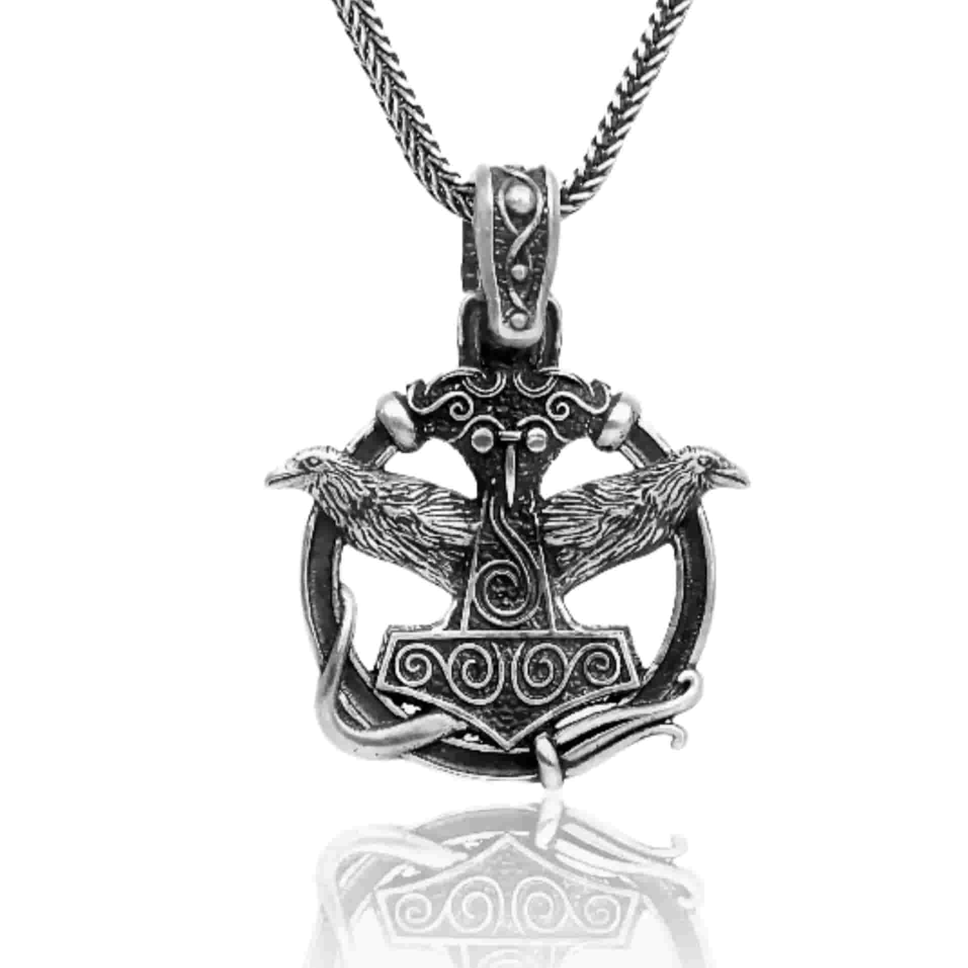 Crow Viking Hammer Necklace