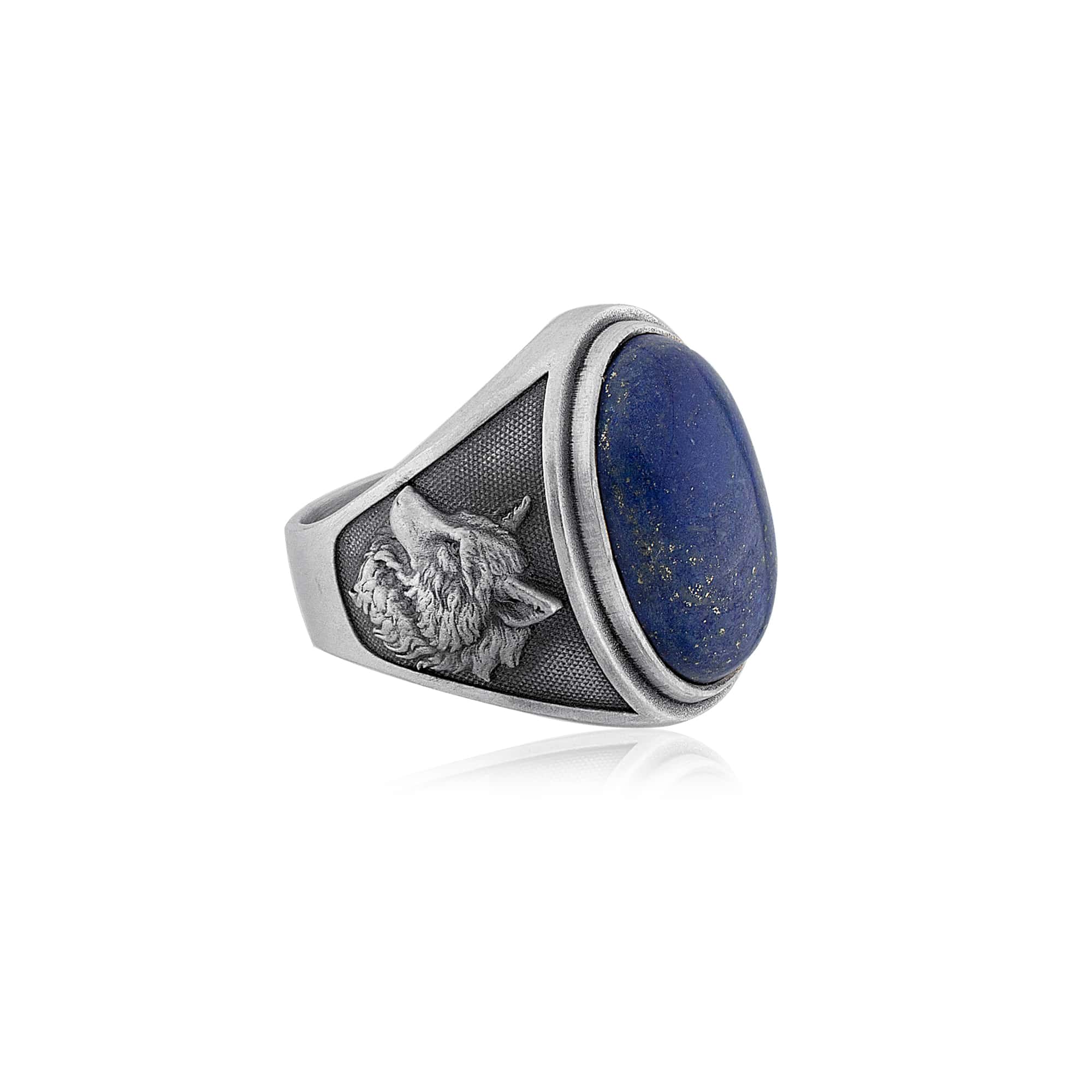 Wolf Head Lapis Ring