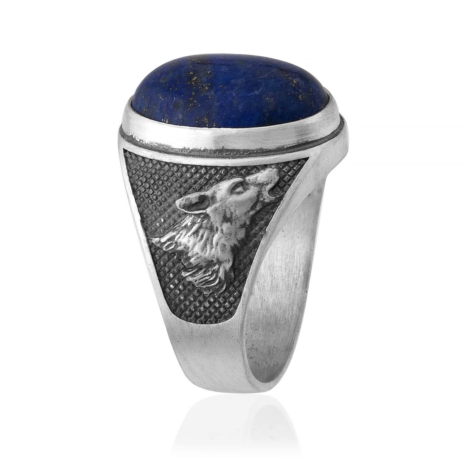 Wolf Lapis Gemstone Ring