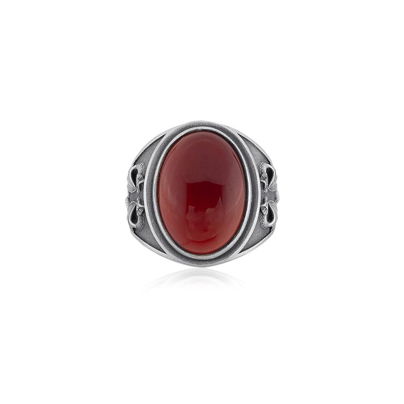 Double Dragon Carnelian Ring