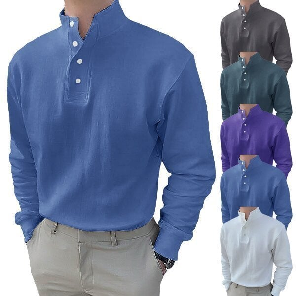 BLOWOUT SALE-49% OFFGentlemans Simple Basic Stand-up Collar Long-sleeved Polo ShirtBuy 2 Get Free Shipping