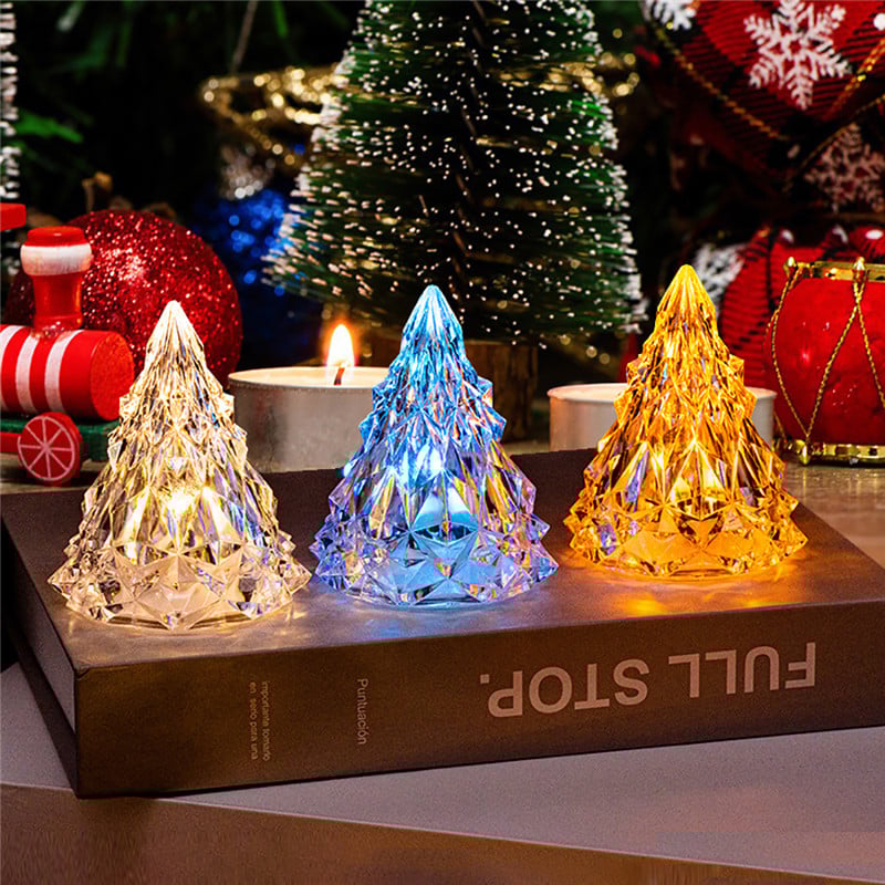 Sale 49% OFF Night Light Crystal Mini Christmas Tree Light Flameless LED