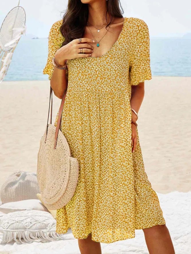 Hot Sale---49% OFF Women Floral Pockets Plus Size Midi Dress