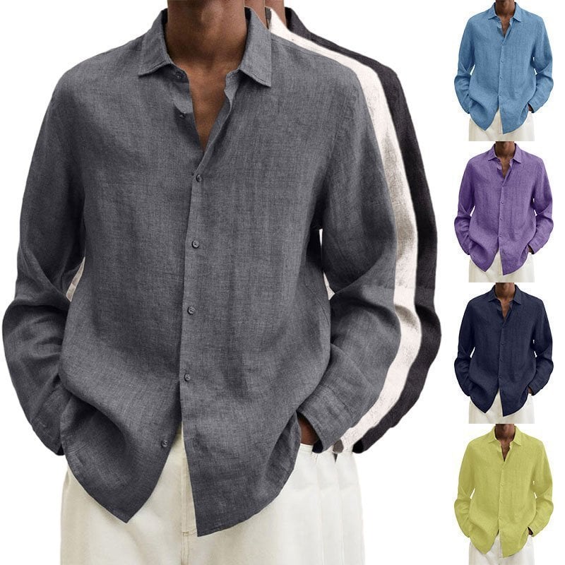 BUY 2 FREE SHIPPING2023 Mens cotton and linen Long Sleeve Shirt