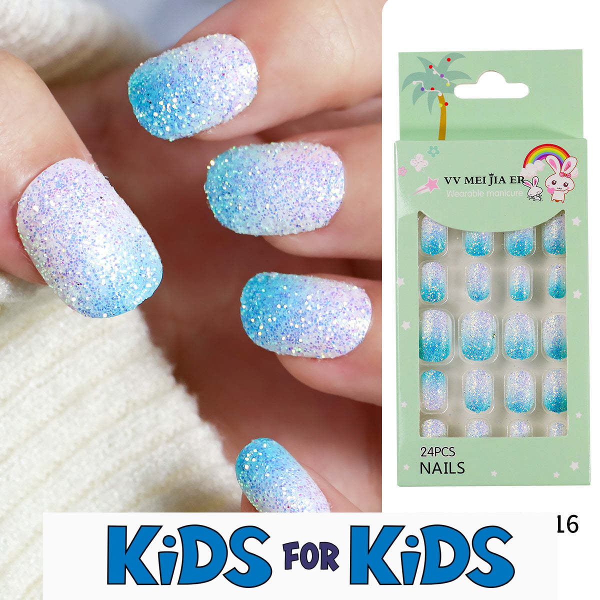 Mini Press On Nails For Kids 24 Pcs KPN1-34| 【SPECIAL BONUS】FREE Professional Adhesive Tabs Included