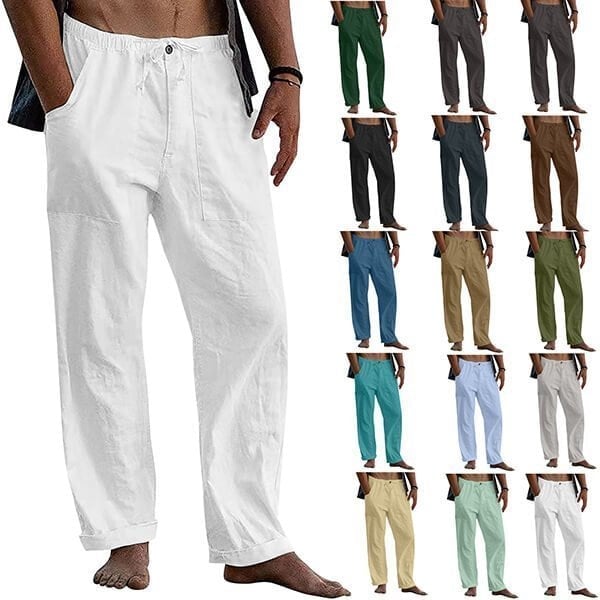 Shop Now 45%OFF-Mens linen beach casual loose-fitting pants