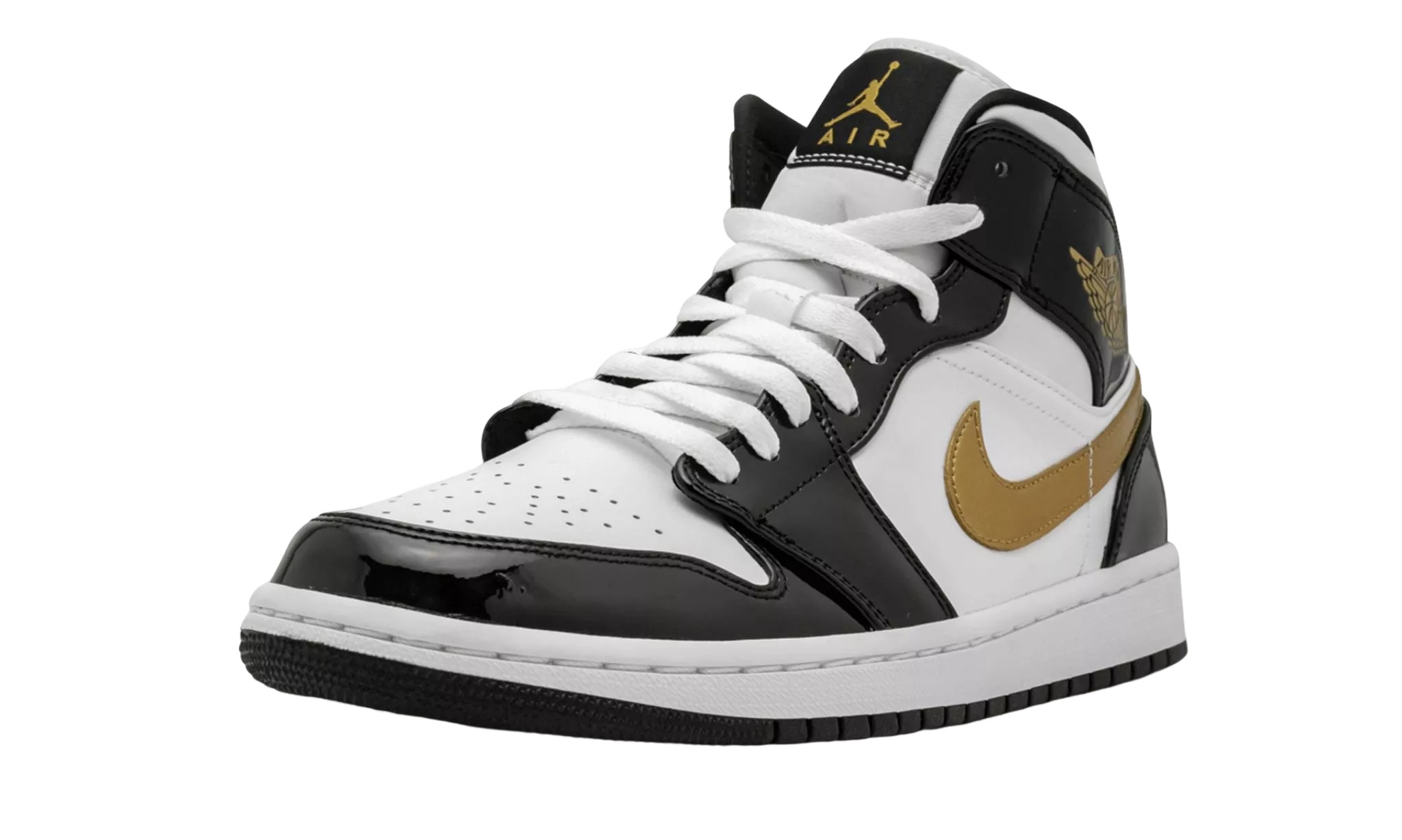 JORDAN 1 MID SE Black Gold Patent Leather