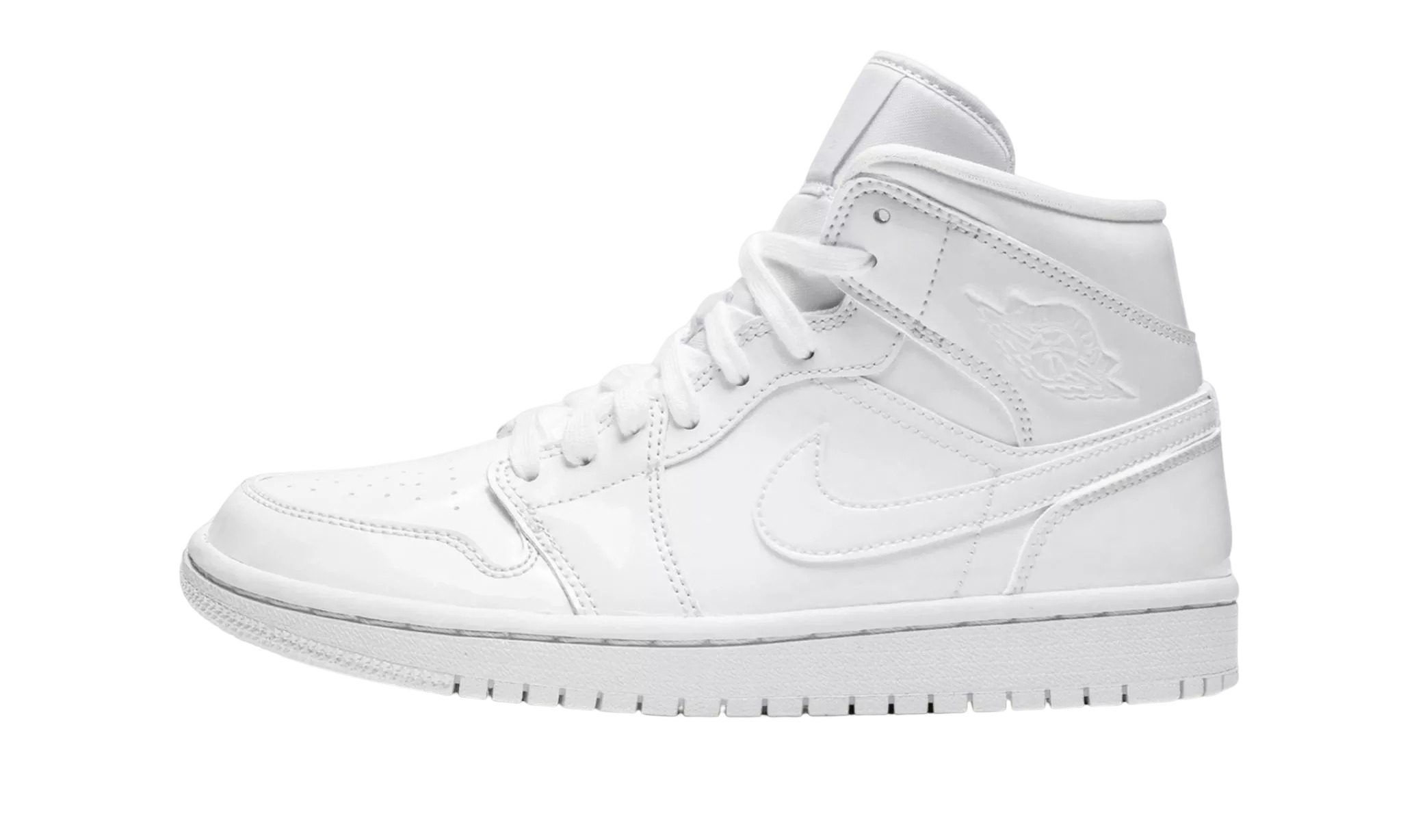 JORDAN 1 MID Triple White Patent Leather