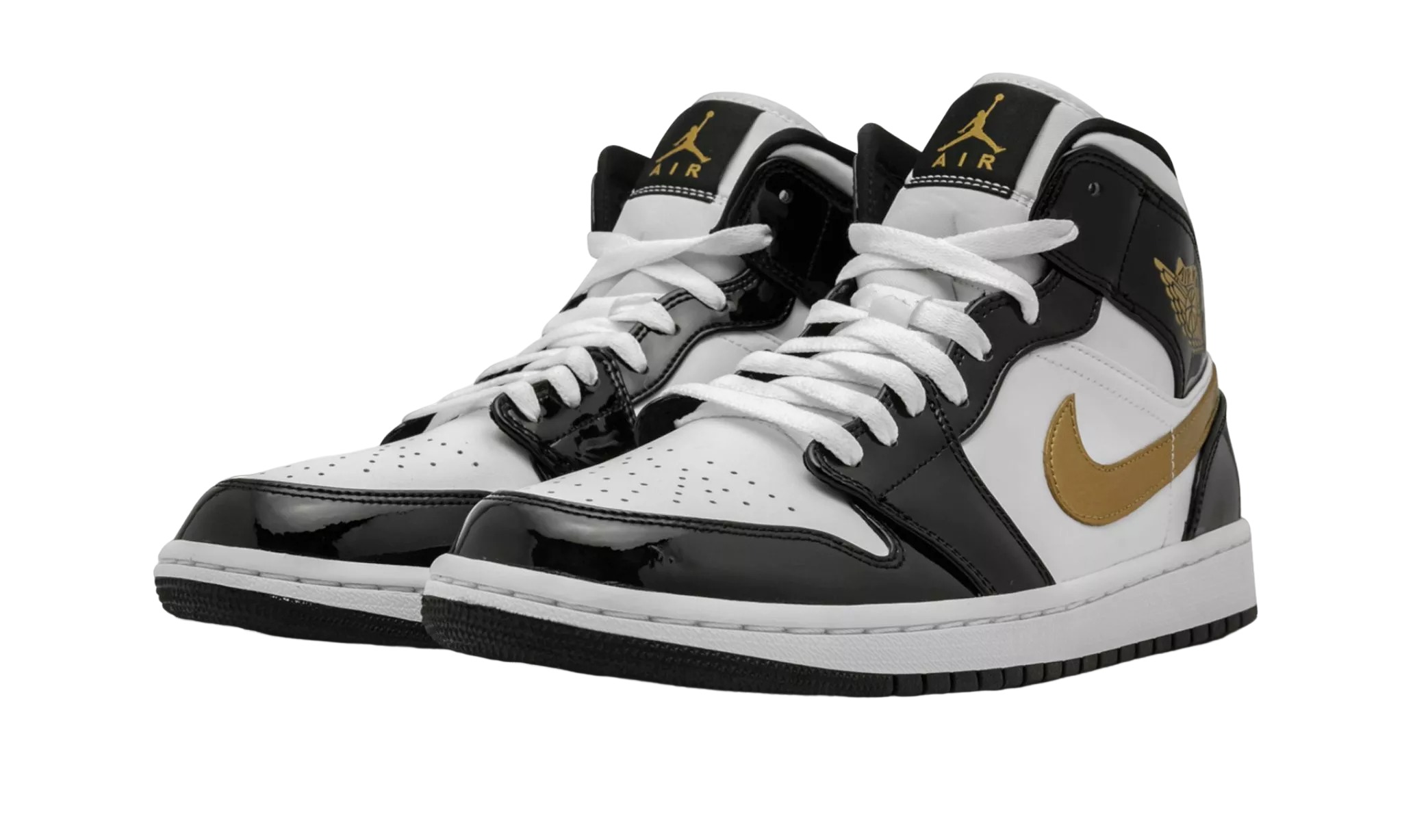 JORDAN 1 MID SE Black Gold Patent Leather