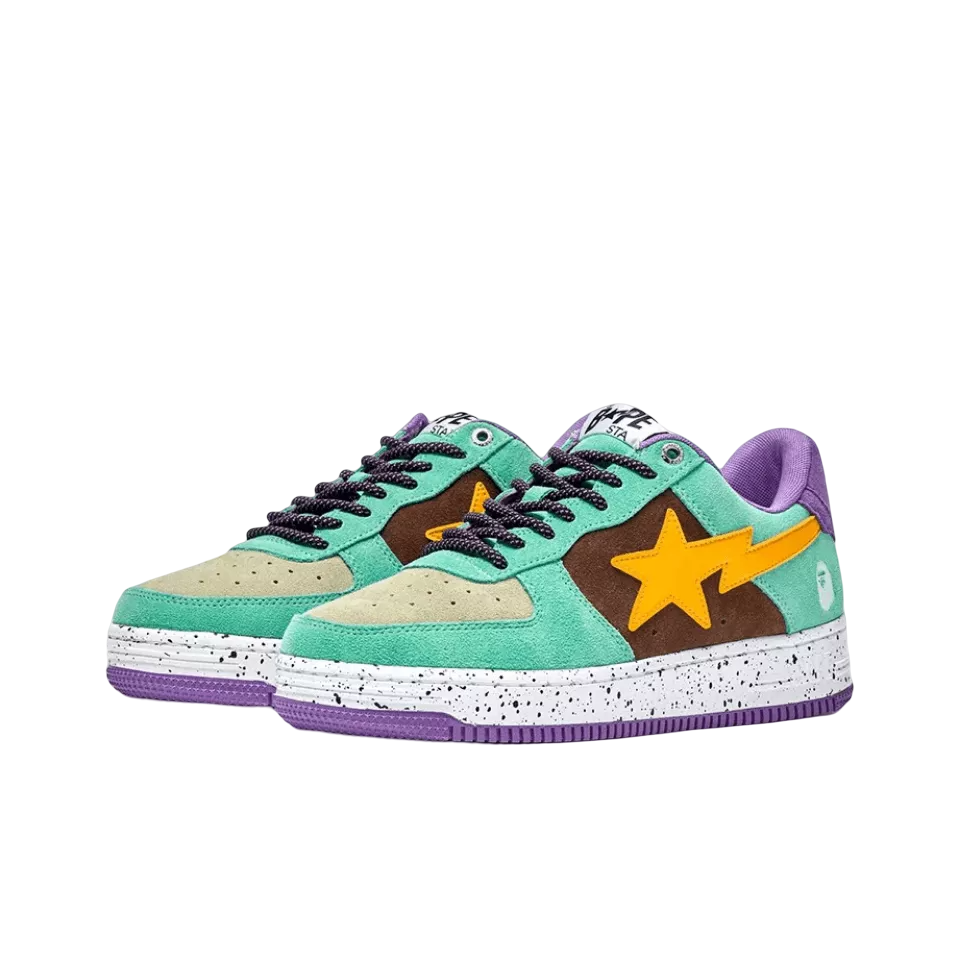 Bape Sta Teal Brown Yellow Suede