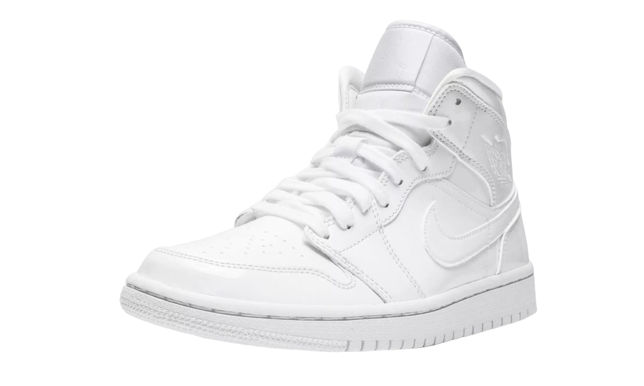 JORDAN 1 MID Triple White Patent Leather