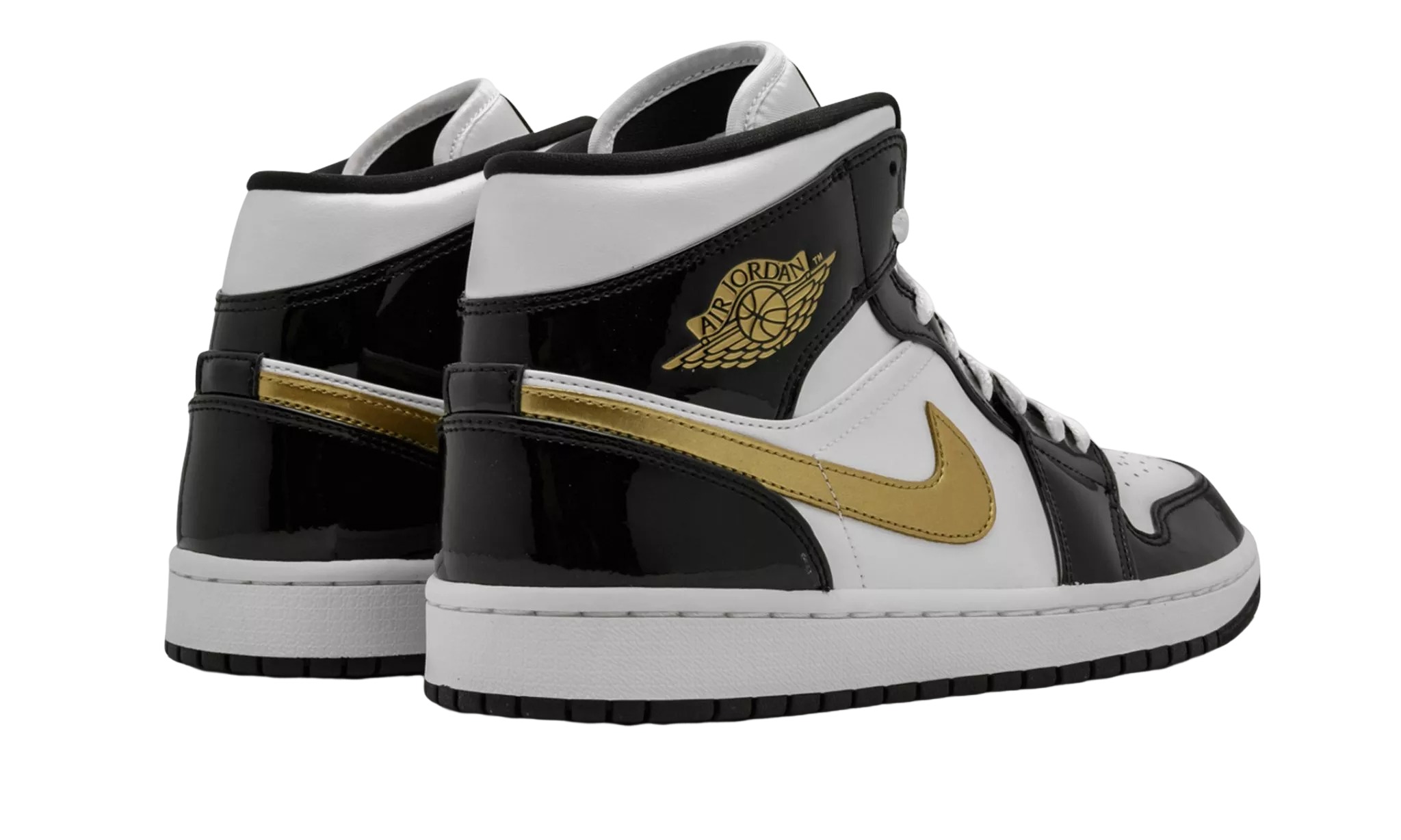 JORDAN 1 MID SE Black Gold Patent Leather