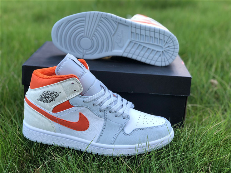 Air Jordan 1 Mid White Grey Orange
