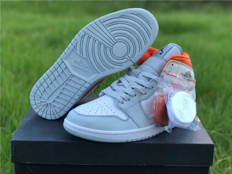 Air Jordan 1 Mid White Grey Orange