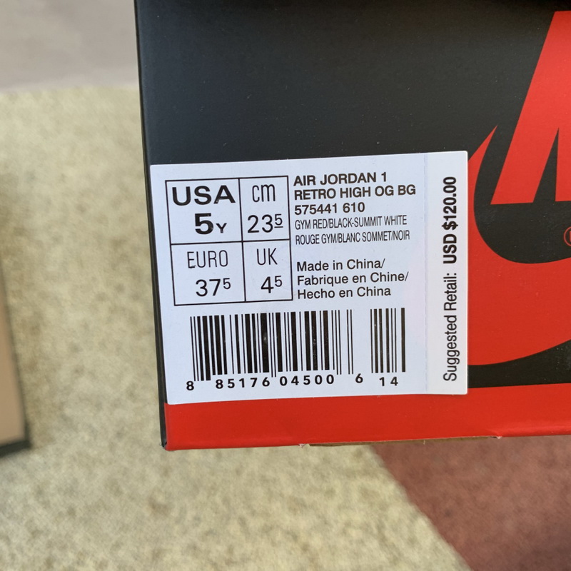 Air Jordan 1 Retro High OG “Bred Toe” GS
