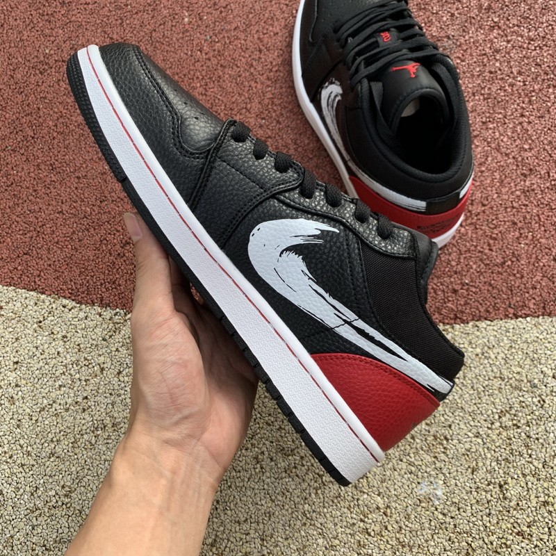 Air Jordan 1 Low Brushstroke Swoosh Black