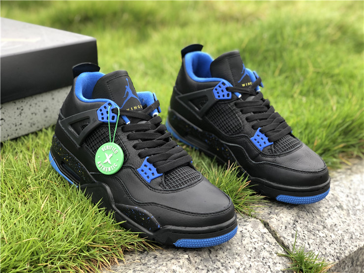 Air Jordan 4 Black Blue Gold