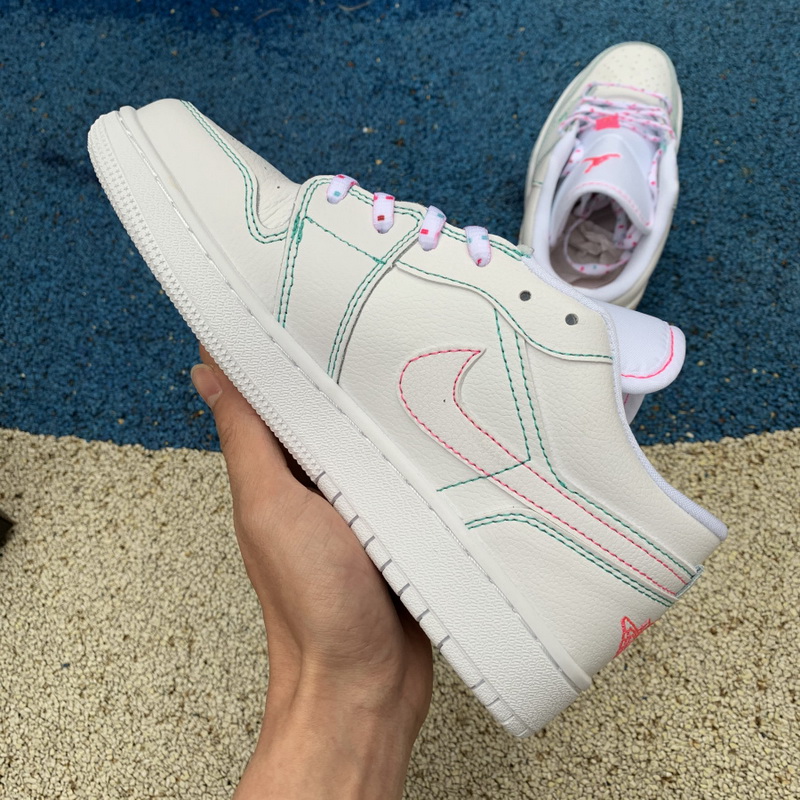 Air Jordan 1 Low White Green Pink