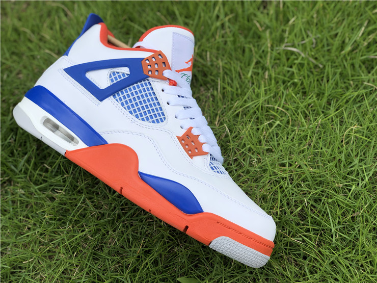 Air Jordan 4 White and Blue Tangerine