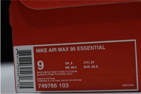 NIKE Air Max 95 Essential Mens White-Grey-Red Running Shoes