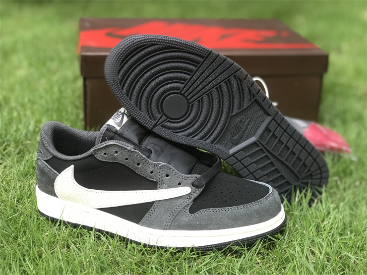 Travis Scott X Air Jordan 1 Low OG Black Gray TS inverted hook