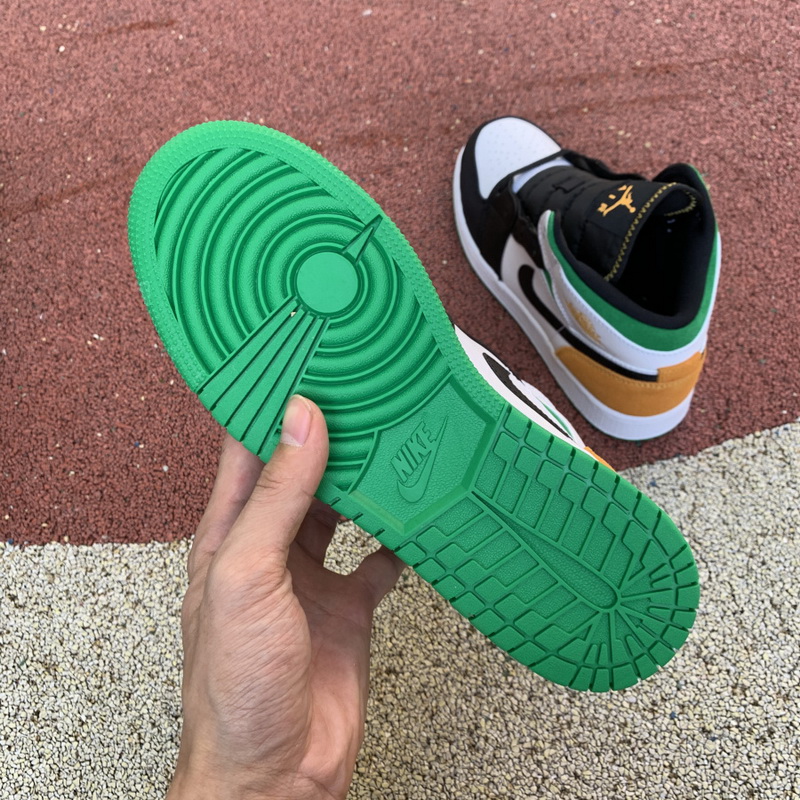 Jordan 1 Mid White Laser Orange Lucky Green