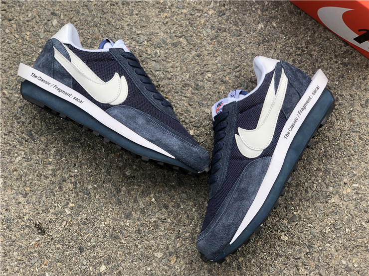 Fragment x Sacai x Nike LD Waffle ''White Navy Blue''