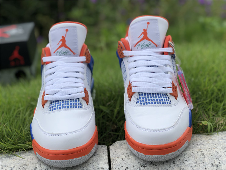 Air Jordan 4 White and Blue Tangerine
