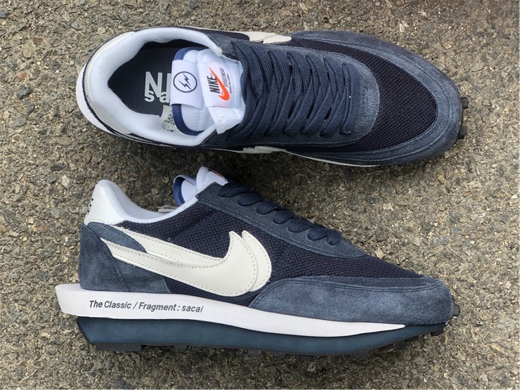 Fragment x Sacai x Nike LD Waffle ''White Navy Blue''