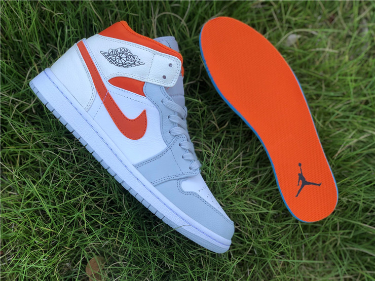 Air Jordan 1 Mid White Grey Orange