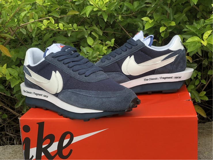 Fragment x Sacai x Nike LD Waffle ''White Navy Blue''