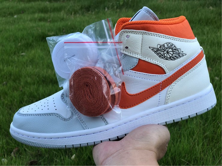 Air Jordan 1 Mid White Grey Orange