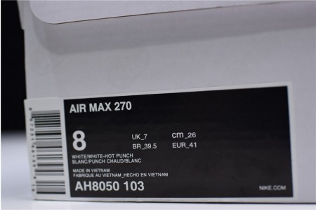 NIKE mens AIR MAX 270 WHITE HOT PUNCH