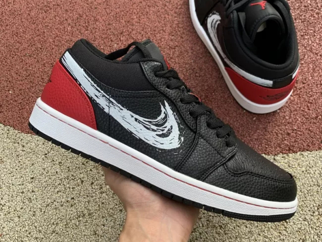 Air Jordan 1 Low Brushstroke Swoosh Black