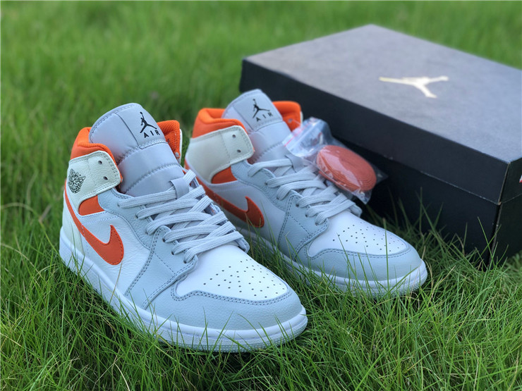 Air Jordan 1 Mid White Grey Orange