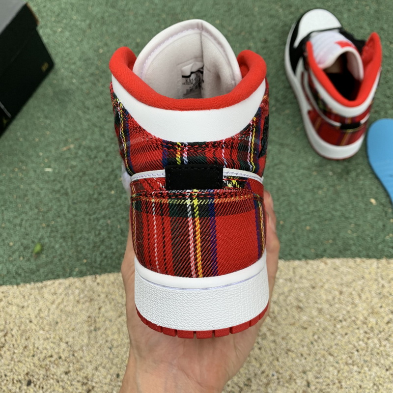 Jordan 1 Mid White Plaid