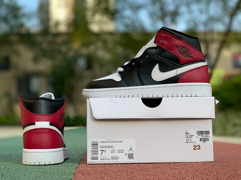 Jordan 1 Mid Black Noble Red